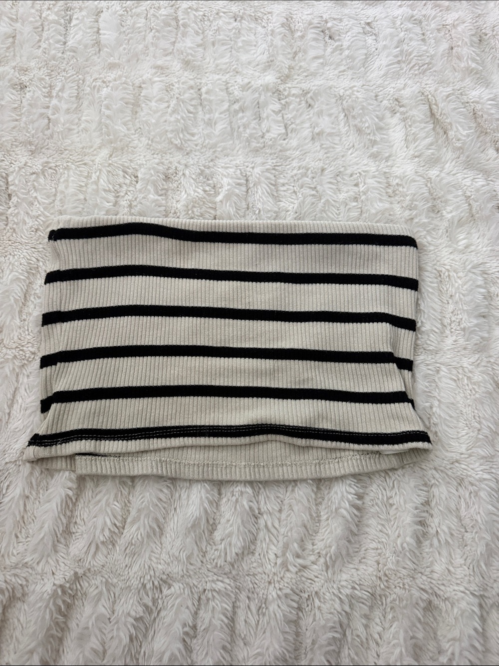 Bershka Cream and Black Striped Mini Skirt